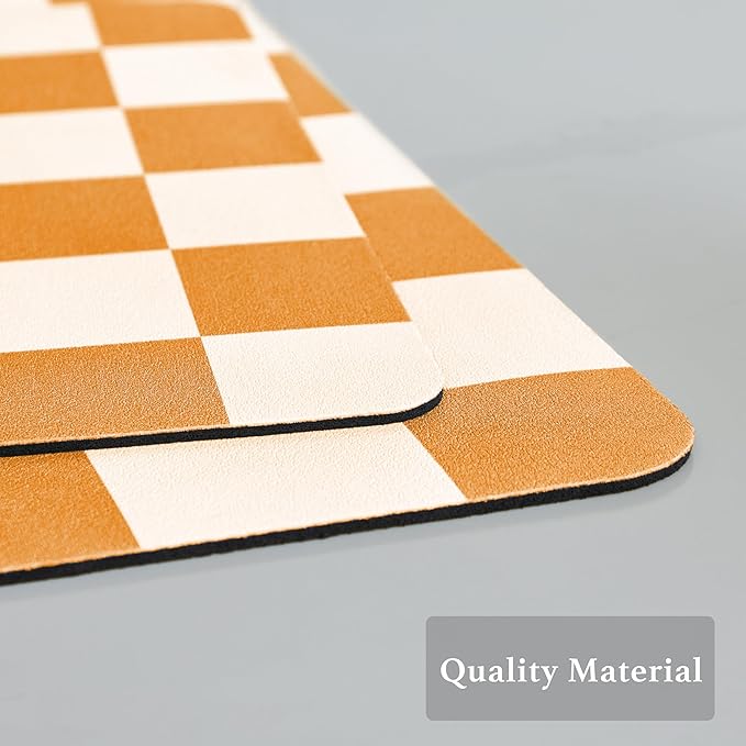 Ohocut Checkered Dish Drying Mat for Kitchen Counter, Coffee Bar Station Accessories, Retro Cute Aesthetic Modern Absorbent Drainer Mat Kitchen Drying Mat Easy Clean, Orange 16" x 24" - Image 6
