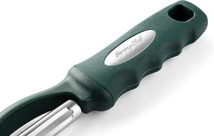 Spring Chef Premium Swivel Vegetable Peelers for Kitchen, Stainless Steel Apple Peelers with Soft Grip Handle and Sharp Blades, Perfect for Potato, Carrot, Mango, Cucumber - Set of 2 - Pine Green - Image 9