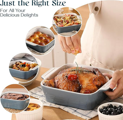 DOWAN 8x8 Baking dish, Square Baking Pan, Ceramic Casserole Dishes for Oven, Cake Pan with Handle, for Brownie, Lasagna, Casserole, 2 Quart, Home Gift, Airy Blue - Image 7