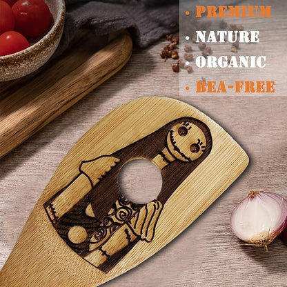 Nightmare Before Christmas Gifts - 5 Pcs Wooden Spoons for Cooking,Halloween Kitchen Utensils Set,Cooking Utensils set for Halloween Decor