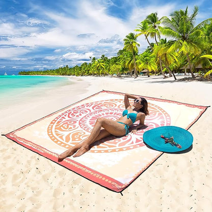 HIHOHO Beach Blanket Waterproof Sandproof Extra Large Beach Mat 79" X 83"/120"x108"for 1-8 Adults Quick Drying Durable Outdoor Picnic Mat for Beach Travel Camping Hiking