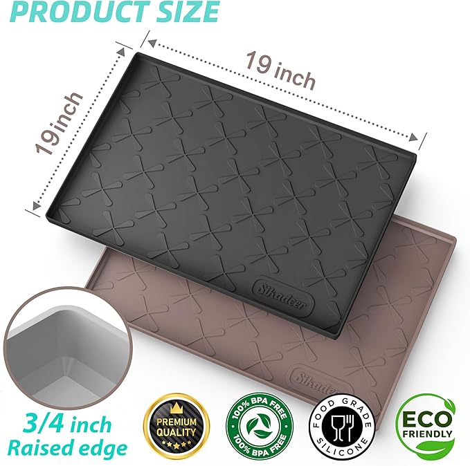 SIKADEER 19" x 19" Under Sink Mat Waterproof, Silicone Mat Kitchen Drawer Shelf and Cabinet Liner, Sink Protector for Kitchen Organizers and Storage, Boot Tray Pet Food Mats - Image 3