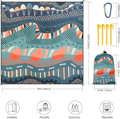 WIWIGO Beach Blanket Waterproof Sandproof Beach Mat 79" X 83"/10'x9'for 2-8 Adults Quick Drying Outdoor Picnic Mat Beach Accessories for Travel, Camping, Hiking - Image 2
