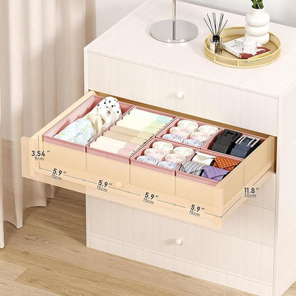 DIMJ Drawer Organizer Clothes Storage - 18 Pack Baby Dresser Organizer for Nursery, Foldable Drawer Dividers for Bedroom Closet Organization, Fabric Storage Bins for Socks, Underwears, Bras - Image 2
