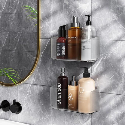 MaraFansie 2 Pack Over Cabinet Organizer Storage Lid Organizer Caddy Space Saver No Drilling Adhesive Hook Over Door Organizer, Transparent, MFLO2PUSNEW - Image 4