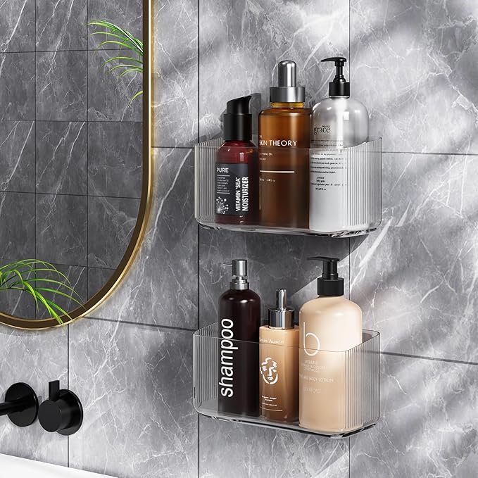 MaraFansie 4 Pack Over Cabinet Organizer Storage Lid Organizer Caddy Space Saver No Drilling Adhesive Hook Over Door Organizer, Transparent - Image 4