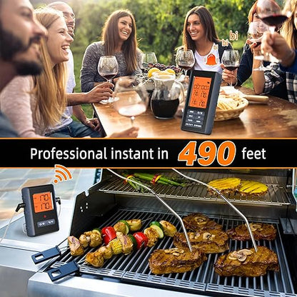 Remote Meat Thermometer Wireless, Vauno Wireless Meat Thermometer for Grilling and Smoking with Dual Meat Probe, Kitchen Timer, Digital Cooking Food Thermometer for Smoker BBQ Oven Outside Grill - Image 2