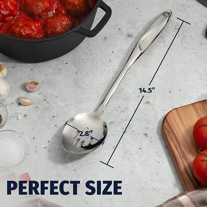 Zulay Kitchen Stainless Steel Slotted Spoon - 15” Large Cooking & Serving Spoon with Ergonomic Handle - Durable, Rust-Proof, Heat-Resistant & Dishwasher Safe Kitchen Utensil for Cooking and Buffets - Image 4