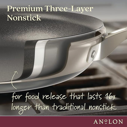 Anolon Achieve Hard Anodized Nonstick Cookware Pots and Pans Set, 9 Piece - Silver