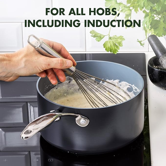 GreenPan Valencia Pro Ceramic Nonstick 1.66QT & 3.3QT Saucepan Pots with Lids Set, Hard Anodized PFAS-Free Cookware, Induction Ready & All Cooktops, Soup & Sauce, Dishwasher & Oven Safe to 600F, Gray - Image 10
