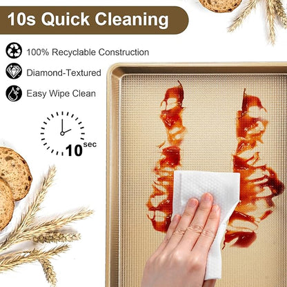 Baking Sheet Pan Set of 3 | Nonstick Cookie Sheets for Baking Supplies | No Rust & No Toxic Carbon Steel Half Sheet Pan+Jelly Roll Pan+Quarter Sheet Pan Set | Heavy Duty Baking Tray for Oven