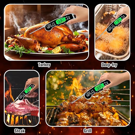 Stocking Stuffers for Men Women Adults: Meat Thermometer Digital, Instant Read Meat Thermometer with Backlight & Magnet for Kitchen, Beef, Grill, Turkey,IP67 Waterproof Cooking Thermometer - Image 3