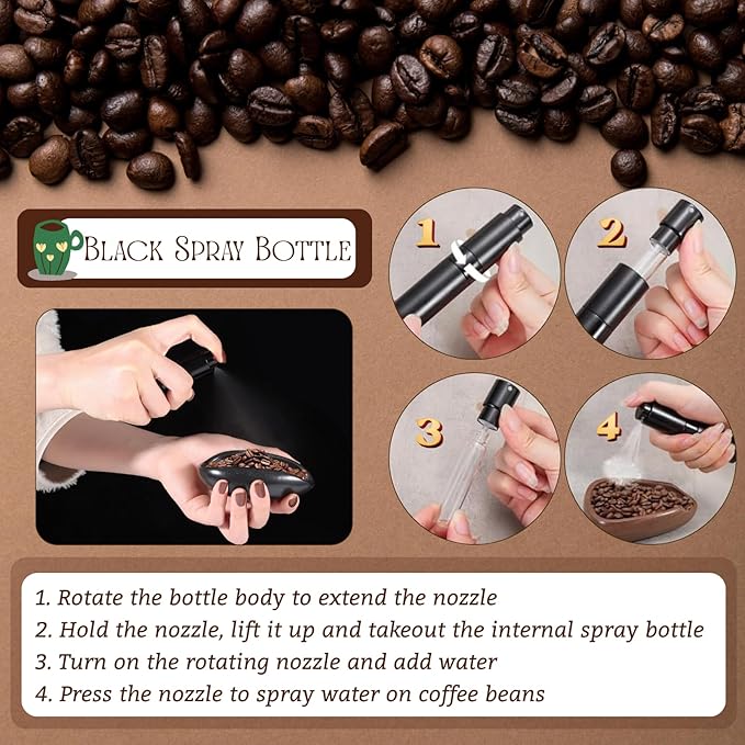 3pcs Coffee Bean Dosing Cup Set with Gift Box, Dosing Ceramic Cups Stainless Steel Spoon Portable Spray Bottle Static Reduction Precise Measuring for Espresso Tea Coffee Bar Accessories Kit - Image 5