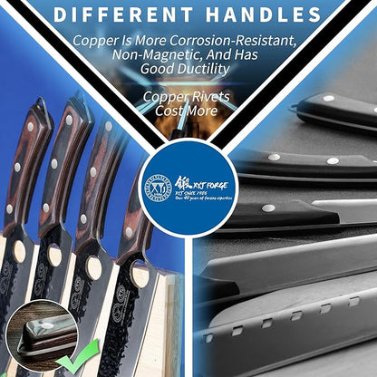 XYJ Professional Serbian Chef Knife Set with Roll Bag, Japanese Culinary Knives, Meat Cleaver, Kitchen Chopping Knife, and Protective Sleeves, Perfect for Home Cooking or Outdoor Camping (13)
