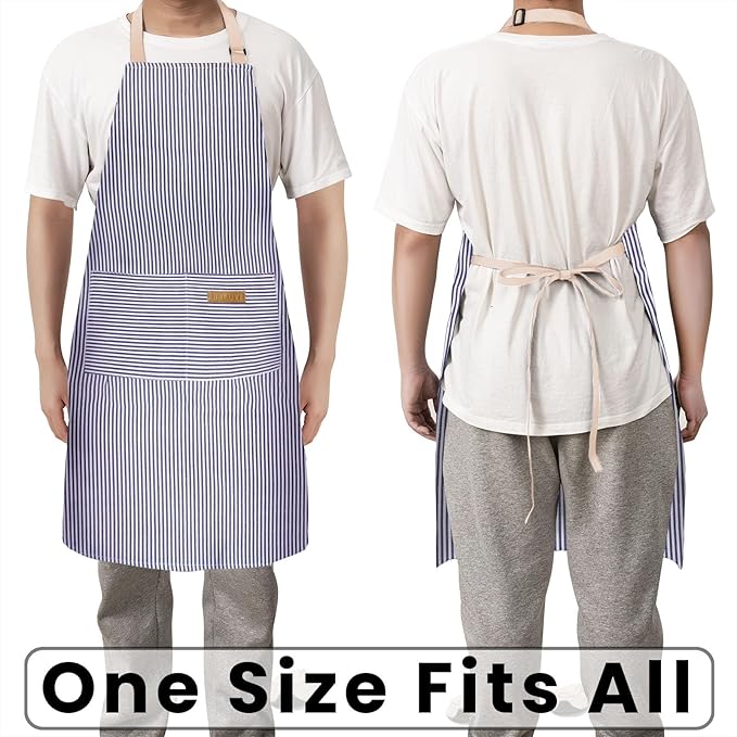 BeLuyi 2 Pack Adjustable Bib Apron with 2 Pockets Chef Cooking Kitchen Restaurant Aprons for Women Men - Image 6