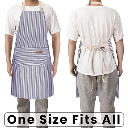 BeLuyi 2 Pack Adjustable Bib Apron with 2 Pockets Chef Cooking Kitchen Restaurant Aprons for Women Men - Image 6