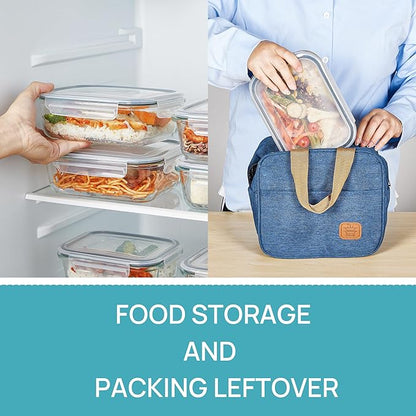 Vtopmart 5 Pack 35oz Glass Food Storage Containers with Lids, Meal Prep Containers, Airtight Reusable Lunch Container Set, Safe for Oven, Microwave, Freezer, and Dishwasher, Grey - Image 5