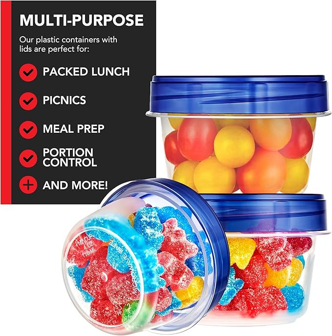 Stock Your Home 4oz Plastic Containers with Twist Top Lids (6 Pack), 1/2 Cup Small Freezer Containers for Leftover Food, Airtight Reusable Soup Containers with Lids, Microwave and Dishwasher Safe - Image 6