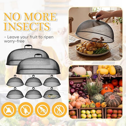 Hicarer 16 Pcs Metal Mesh Screen Food Cover for Outdoors Set Including Extra Large 18.5 in Mesh Food Tents for Outdoor Pcs 11 in Large Dome Picnic Covers (Black) - Image 6