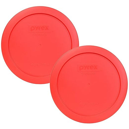 Pyrex 7201-PC 4 Cup Red Food Storage Replacement Lid (2-Pack) - Made in USA by Pyrex