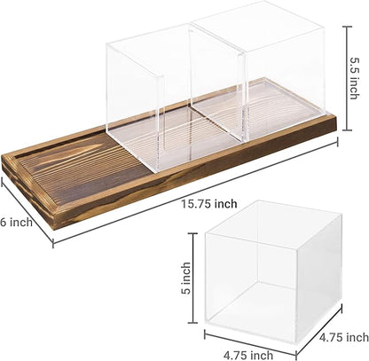 MyGift Modern Modular Coffee and Tea Station Organizer with 3 Removable Premium Clear Acrylic Compartments and Rustic Burnt Solid Wood Decorative Tray, 4 Piece Set - Image 4