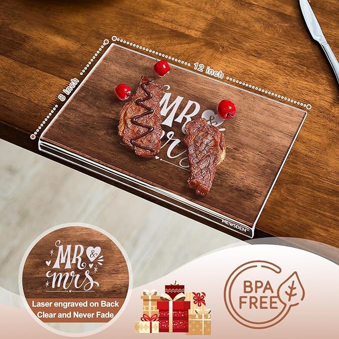 Engagement Gifts Wedding Gift for Couples - Engraved Acrylic Cutting Board with Counter Lip, Clear Countertop Protector, Bride Shower Gift Mr and Mrs Gifts for Couple Aesthetic Kitchen Decor - Image 4