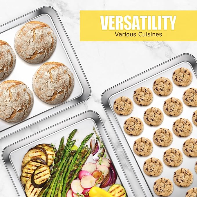Terlulu Baking Sheet, Cookie Sheet, Stainless Steel Baking Pan, 2 Piece-19.6''x 13.8'' x 1.2'', Large Sheet Pan for Oven, Baking Tray for Baking&Roasting, Nonstick&Nontoxic&Easy Clean - Image 6