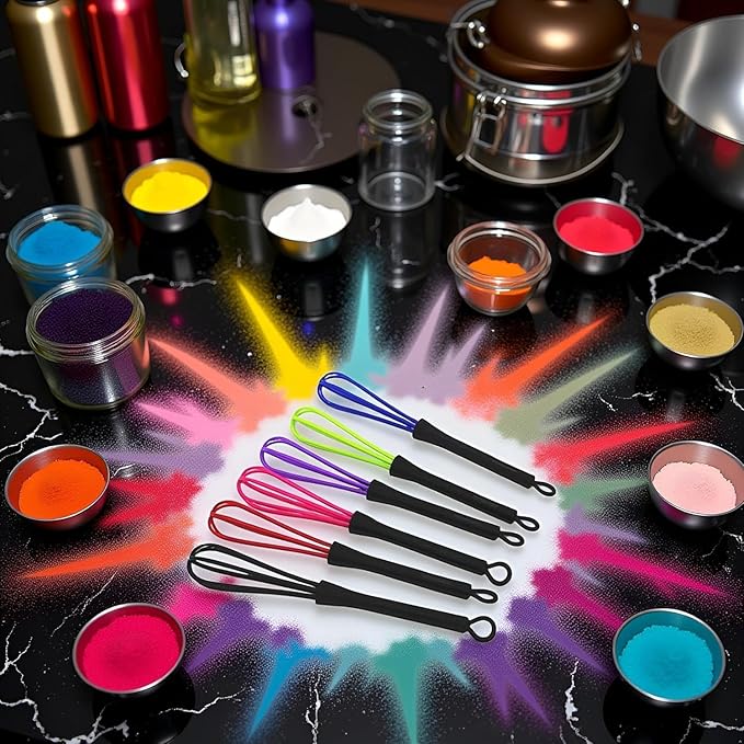 6Pcs Mini Whisks, Plastic Whisk for Hair Dye Color Mixing, Balloon Salon Barber Hairdressing Hair Color Dye Cream Tiny Whisk, Mixer Tool for Blending 7 x 1.2 In