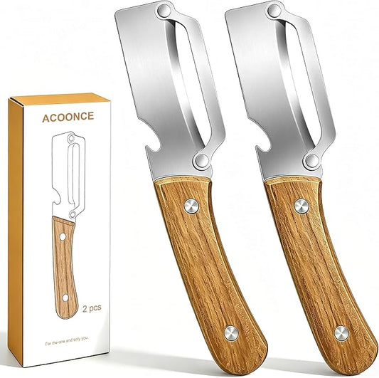 2PCS Multifunctional Vegetable Peeler, Premium Vegetable Peeler with Wooden Handle, 2-in-1 Peelers For Kitchen with Bottle Opener, Stainless Steel Blade Kitchen Tool for Vegetables Fruit