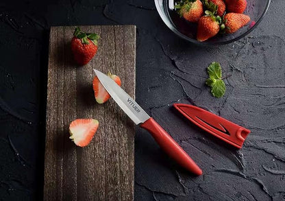 VITUER Paring knife, 4PCS Paring knives (4 Knives and 4 Knife cover), 4 Inch Peeling Fruit and Vegetable Knife, Ultra Sharp Kitchen Knives, German Steel, PP Plastic Handle - Image 3