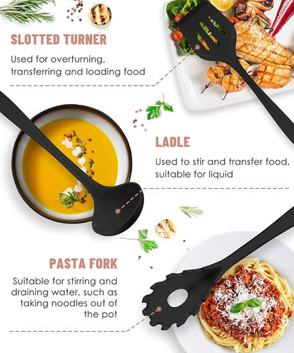Pranski Kitchen Utensils Set-12 Pieces Silicone Cooking Utensils Set Dishwasher Safe 392°F Heat Resistant Spatula Set Nonstick Cookware - Image 4