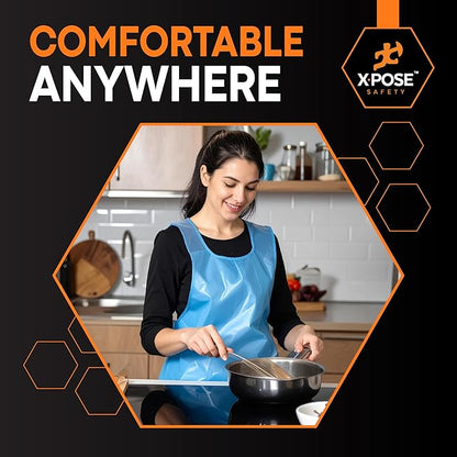 Xpose Safety 3000 Blue Plastic Disposable Aprons for Cooking & more Individually Packaged, Durable 1 Mil Waterproof Polyethylene 24" x 48" - Image 6