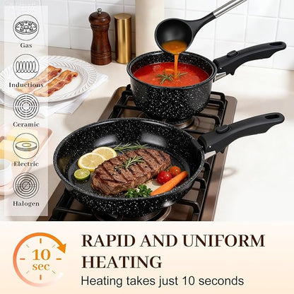 Pots and Pans Set - Non Stick 25 Pieces Cookware Set Pots and Pans with Detachable Handles, Includes Pans, Pots, Utensils, Trivets for Hot Dishes, Lids, Space-Saving Cookware - Image 6
