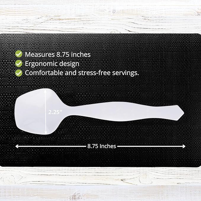 PARTY BARGAINS Disposable White Plastic Serving Spoons 8.75″ – Heavy-Duty White Plastic Spoons for Parties, Catering, Weddings, Events – 12 Count