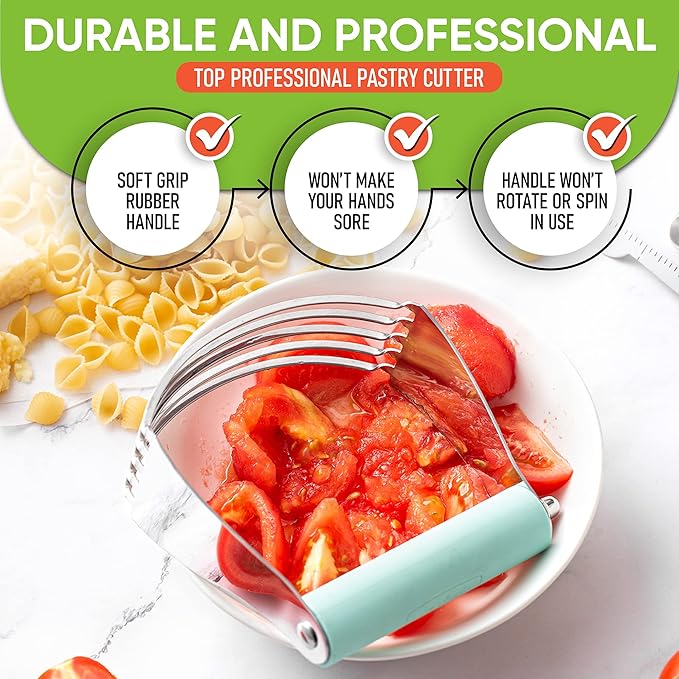Spring Chef Large Mint Dough Blender - Stainless Steel Pastry Cutter Tool For Baking w/Thick Sharp Blades - Butter & Dough Cutter - Pastry Blender for Easy Mixing - Dishwasher Safe Kitchen Essentials - Image 5