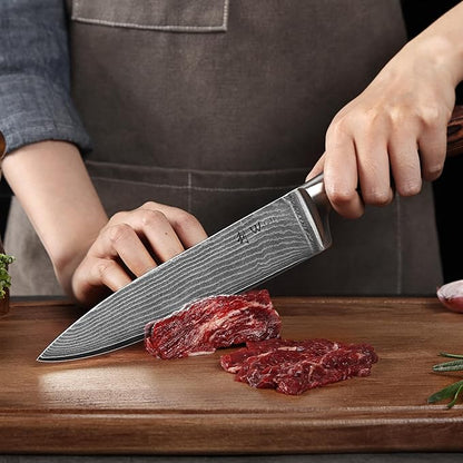 Wakoli EDIB 5-Piece Damascus Knife Set, Professional Kitchen Knives made of 67-Layer Damascus Steel with VG10 Core Blades, Ergonomic Pakkawood Handles, In Wooden Gift Box