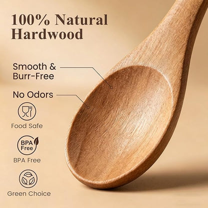 HANSGO Small Wooden Spoons, 6PCS Wooden Spoons for Eating Honey Coffee Tea Jam Bath Salts, 6 Inches