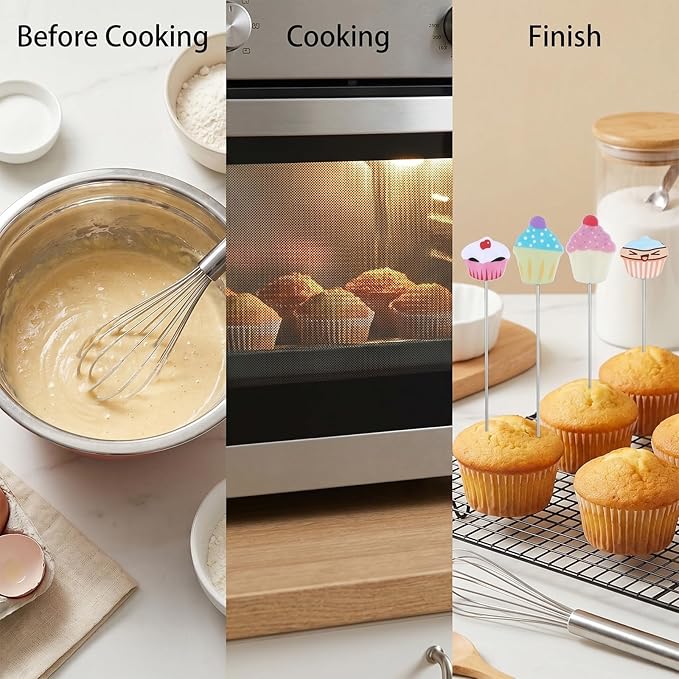 4 Pcs Stainless Steel Cake Testing for Baking, 7.3“, 6.5" Length Cake Testing Sticks, Cute Dessert Decor Cake Test Baking Stick for Cupcakes,Bread,Pastry,Cookie,Brownies