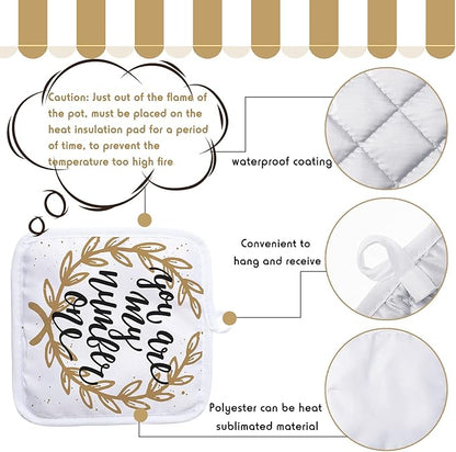 Patelai 50 Pieces Blank Sublimation Oven Mitts Set Include Blank Sublimation Heat Resistance Oven Gloves and Pot Holders for DIY Kitchen Dining Room Accessories