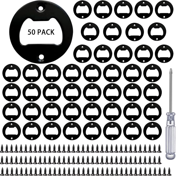 Bottle Opener Insert - 50 Sets Stainless Steel Inserts Kit with Screws Screwdriver for DIY Resin Mould Kit Hardware Parts Supply（black) by TECARATE