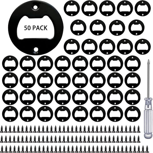 Bottle Opener Insert - 50 Sets Stainless Steel Inserts Kit with Screws Screwdriver for DIY Resin Mould Kit Hardware Parts Supply（black) by TECARATE