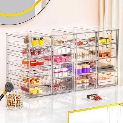 YFXCVSL Acrylic Makeup Organizer with 31 Drawers, 6 Pack Clear Storage Drawers, Bathroom Makeup Organizer for Palettes, Cosmetic, and Beauty Supplies,Ideal for Vanity, Cabinet,Desk Organization - Image 4