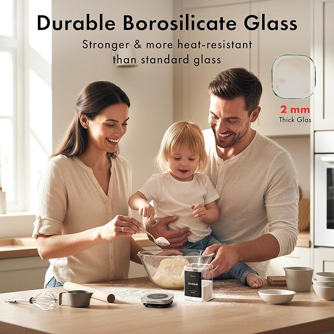 EDELHAUS Glass Spice Jars with Labels and Steel Lids (12 x 6.4oz) Spice Containers with 160 Label, Steel Funnel, Shaker Inserts, Empty Square Seasoning Organizer for Spice Rack, Cabinet, Drawer - Image 3