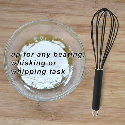 GorGin high temperature and easy to clean silicone whisk, stirrer, 10 inch, grip good grip design for Blending Whisking Beating Stirring Cooking Baking (1 Pack | black) - Image 5