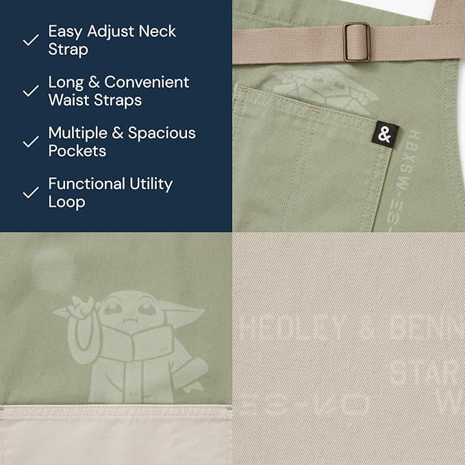 hedley & bennett Essential Apron - Professional Chef Apron with Pockets & Adjustable Bib Strap for Cooking & Grilling