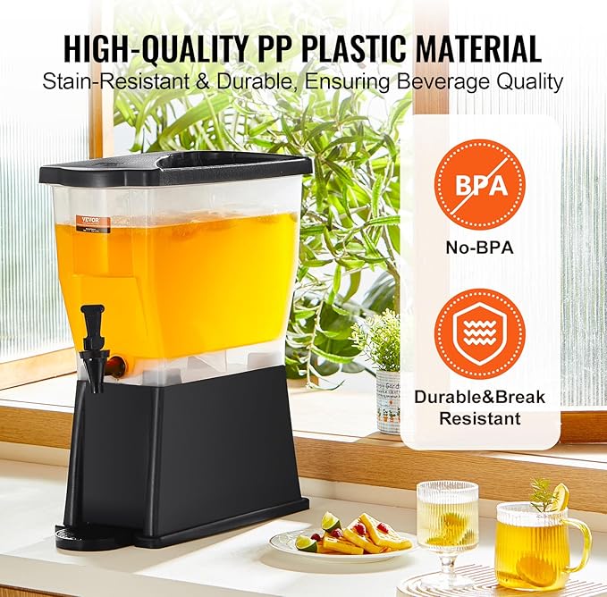 VEVOR Beverage Dispenser, 3 Gallon Drink Dispenser for Parties, Plastic Juice Dispenser with Stand Spigot Lid, Iced Tea Lemonade Juice Water Dispenser, for Restaurants, Hotels, Parties - Image 4