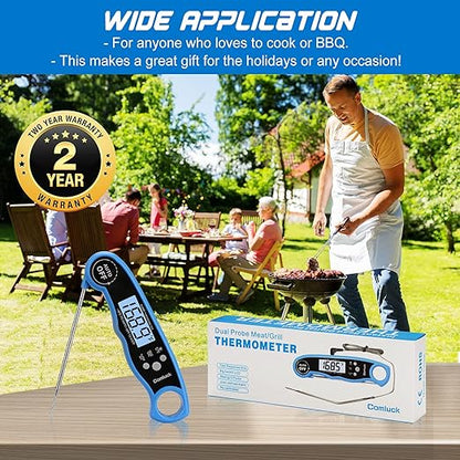Digital Meat Thermometer for Cooking - Comluck CA002 Instant Read Meat Thermometer for Grilling and Smoking 2-in-1 Dual Probe Oven Safe Food Thermometer with Alarm for Grill BBQ Steak Turkey - Image 8