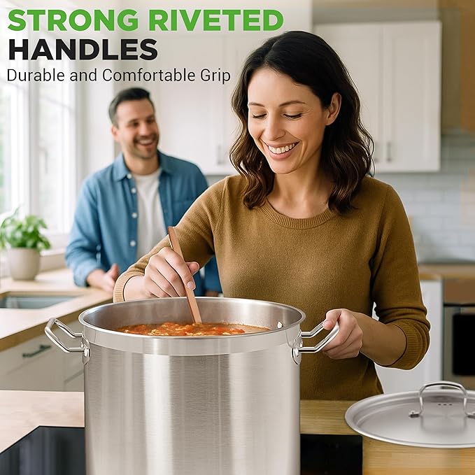 Nutrichef Stainless Steel Cookware Stockpot, 40 Quart Heavy Duty Induction Soup Pot With Stainless Steel Lid And Strong Riveted Handles, Even Heat Distribution, Compatible With Most Cooktops - Image 8