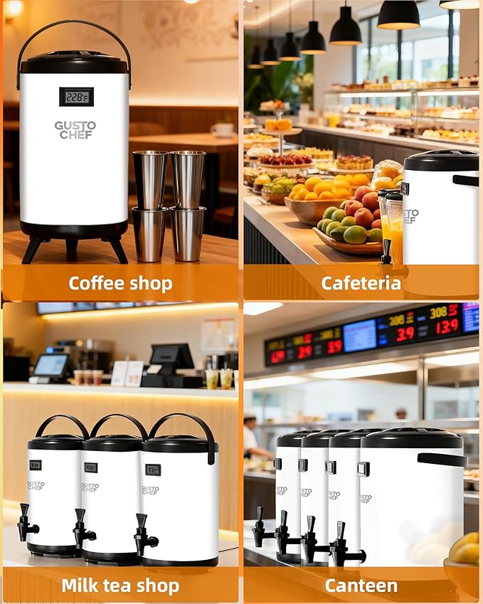 Insulated Beverage Dispenser 3 Gallon,Hot&Cold Drink Dispenser with Spigot,LCD Thermometer,Stainless Steel Triple-Layer Insulation,for Tea Coffee Milk Juice,Party Buffet(Silver, 1 Pack) - Image 8