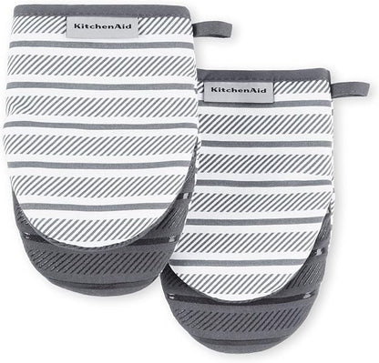 KitchenAid Albany Mini Oven Mitt 2-Pack Set, Charcoal Grey, 5.5"x8" by KitchenAid
